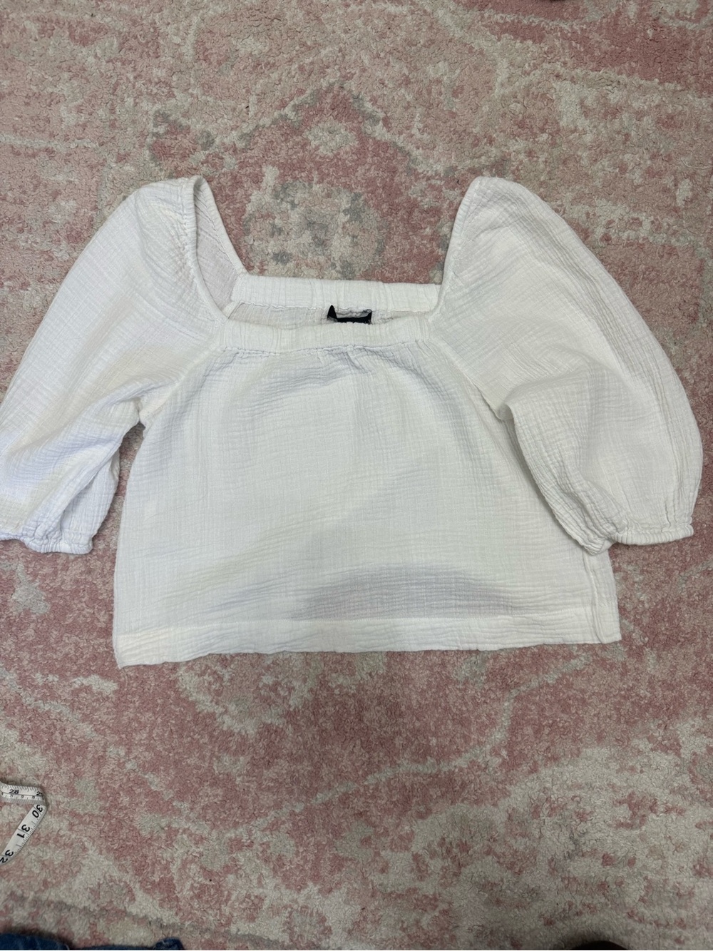 Sanctuary White Square Neck Puff Sleeve Blouse